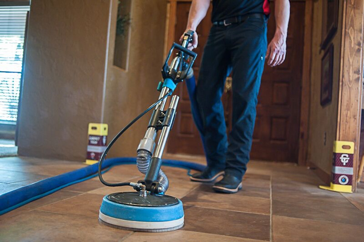 cleaning tile floor