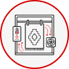 Cybersecurity icon with computer, lock, and fingerprint
