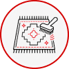 Carpet being cleaned with a vacuum icon