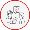 Doctor consulting patient with heart icon above