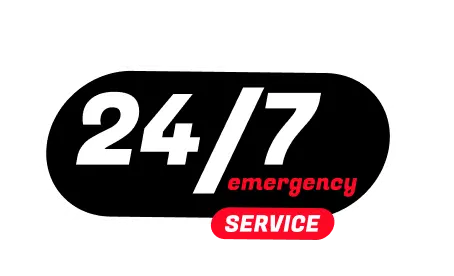 24/7 emergency service graphic badge