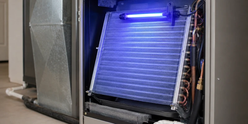 HVAC unit with UV light air purifier